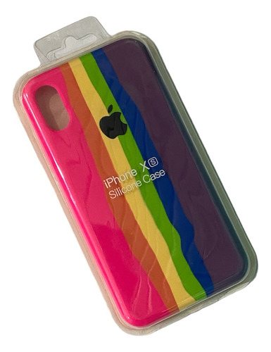 Silicon Case Rainbow Para iPhone X Xs 
