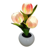 Tulip Flower Light Lámpara De Maceta De Tulipán De Simulació Color De La Estructura Blanco Color De La Pantalla Amarillo