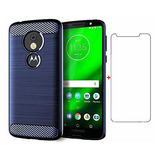 Funda Para Moto E5 Color Azul Marino Con Protector Pantalla