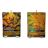 Carta Pokemon Lunala E Solgaleo Gx Dourada Original + Brinde