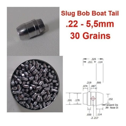 Chumbo Slug 5,5mm 30 Grains Carabina Pcp