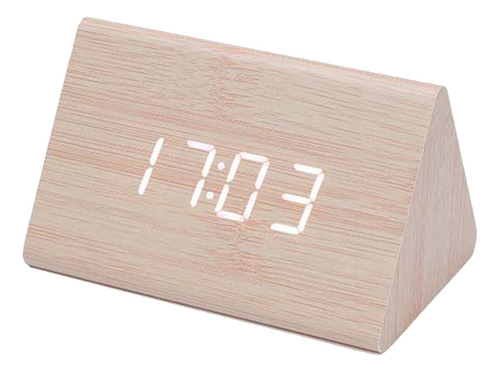 Relógio Digital Led Despertador De Madeira Table Sound Contr