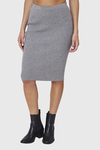 Falda Midi Acanalada Gris Nicopoly