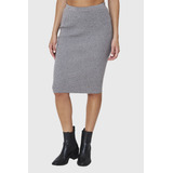 Falda Midi Acanalada Gris Nicopoly