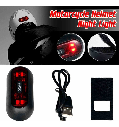 Luz Led  Advertencia Seguridad Para Casco Moto Visibilidad