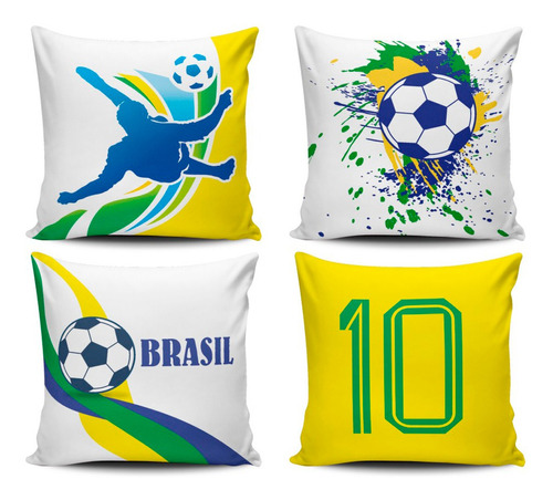 Kit 4 Almofadas Cheias Copa Do Mundo Brasil Camisa Dez 45x45