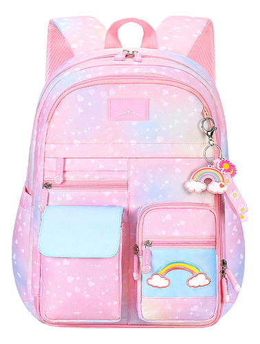 Mochila Bolsa Niña Escolar Primaria Infantil Impermeable Kawaii Arcoíris Capacidad Grande .   Muy Transpirable. Con Un Color Degradado .gran Regalo.