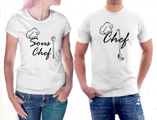 2 Playeras Pareja Amigos Novios Chef Y Sous Chef  + Regalo