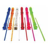 Flauta Dulce Musical Escolar Colores Neón 8 Agujeros (5 Pz)