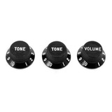 Jogo Knob 2 Tone 1 Volume Guitarra Stratocaster Knobs Preto