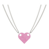 Collar Encastre De Amor Corazón Novios Amigos Rosa 