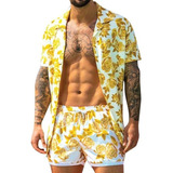 Conjunto De Hombre Con Estampado Premium De Ropa De Playa