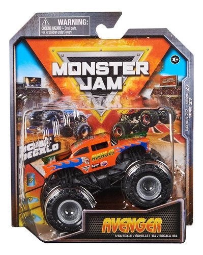 Monster Jam Avenger Naranja, Camion Monstruo Truck 1:64