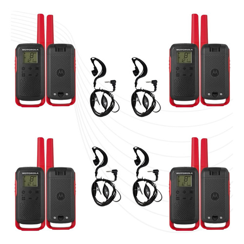 4 Talkabout Motorola T210br Comunicador +fone Ouvido Com Ptt