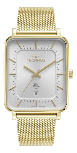 Relógio Technos Masculino Quadrado Safira Gm10yr/1k Dourado 