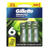 Carga Lâmina De Barbear Gillette Sensitive Mach3 6 Unidades