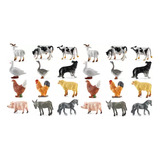 Modelo De 24 Animales De Granja: Vaca, Pollo, Cerdo, Perro Y