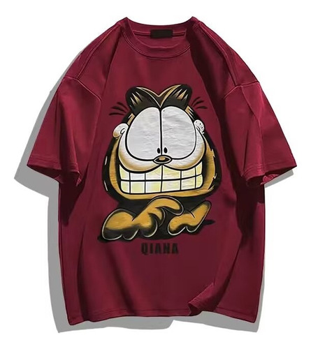 Camiseta De Manga Corta Con Estampado Creativo Garfield Cat