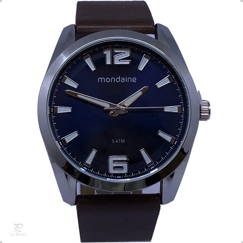 Relógio Mondaine Masculino Mostrador Azul Pulseira Couro
