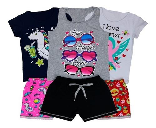 Kit 3 Conjuntos Roupas Infantil Para Menino E Menina Verão