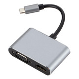 Cable Usb-c 2 En 1 Usb C Tipo C A Hdmi Vga 1080p Usb3.0 Hub