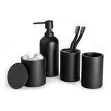 Jo Lavie - Juego De Accesorios De Baño Negro Mate - 4 Piez.