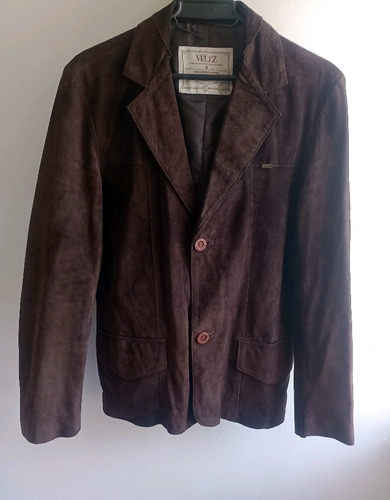 Vendo Blazer Chaqueta De Gamuza Marca Velez, Color Café, Talla S (grandecita) Como Nueva.