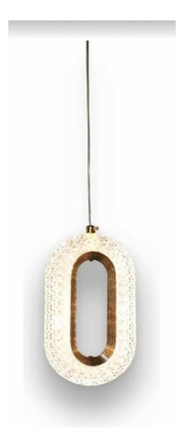 Pendente Cristal Oval Moderno Dourado Luminária 7w Bivolt