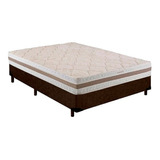 Conjunto Cama Box Marrom + Colchão Casal Herval Mola 138x188