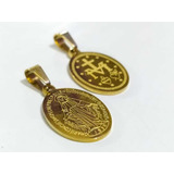 Dije Milagroso Acero Baño Oro 18k Medalla Religiosa Grabada