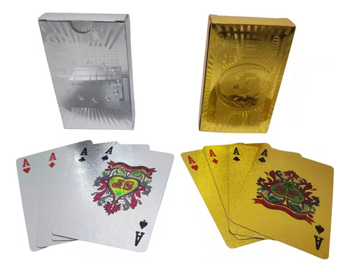 Baraja Cartas En Oro Doradas Poker Blackjack X2/mazos