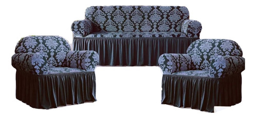 Cubre Sillones Set De 3 + 1 + 1 Tela Lisa De Flores