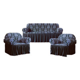 Cubre Sillones Set De 3 + 1 + 1 Tela Lisa De Flores