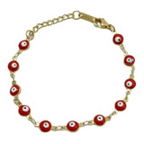 Pulsera Ojo Turco Rojo De 6mm De Acero Inoxidable