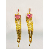 Aretes Colgantes Moda Oro Laminado  Cristal  