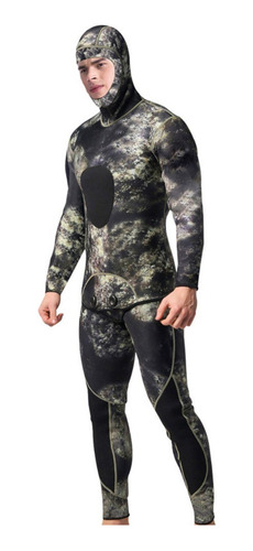 Roupa De Mergulho Camuflada Capuz 3mm Neoprene Pesca Sub 