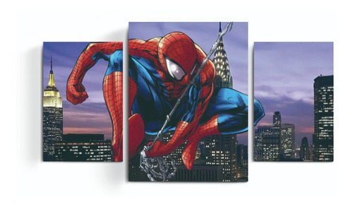 Cuadro Triptico 70x40cm Spiderman Hombre Araña Comic Marvel