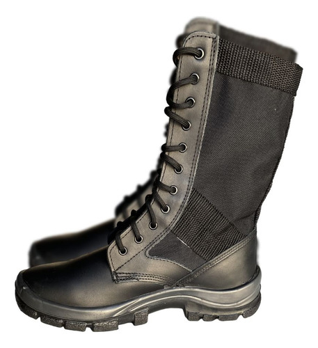 Bota Coturno Militar Leve Couro 48119 Cano Alto Palmilhado