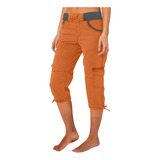 Pantalones Cargo M De Cintura Alta, De Color Corto, Holgados