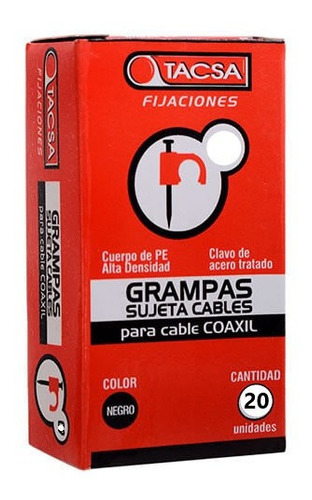 Grampa Sujeta Cable N12 P/cable Coaxil Tacsa Blanco/negro 