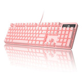 Teclado Mecanico Gamer Usb Magegee Retroiluminado Rosa