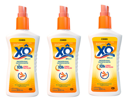 3x Repelente Xô Inseto Até 10h De Proteção Spray 200ml