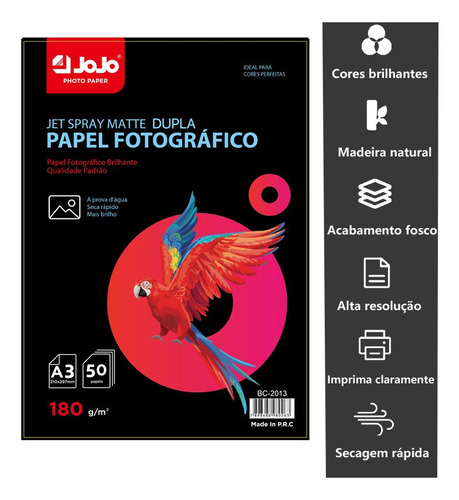 Papel Fotográfico Matte - Dupla Face -a3 180g -100 Folhas