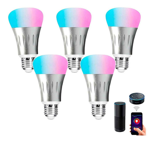 5 Pack Foco Led 7w Smart Inteligente Wifi Timer Google Alexa