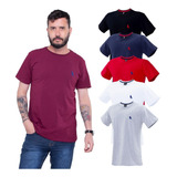 Kit 5 Camisetas Malha Peruana Masculina Premium Lisa Basica 