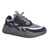 Zapatilla Deportiva Reflex Gris Topo Con Gris , Base Negra