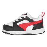 Zapatilla Puma Rebound V6 Mid Niños Td Black/white/red