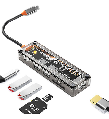 Adaptador Usb C Multipuertos Hub Usb Tipo C Con Hdmi 6 En 1