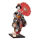 Muñeca Geisha Con Kimono Japonés De 12 Pulgadas, Estatua