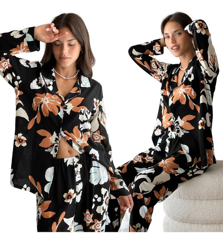 Pijama Fibrana De Seda Mujer + En Caja Para Regalo ! Selene